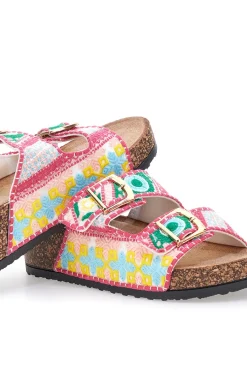 Sandali multicolor con fantasia geometrica e doppia fibbia APY65-DAME ROSE Clearance