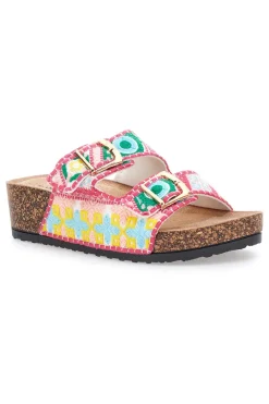 Sandali multicolor con fantasia geometrica e doppia fibbia APY65-DAME ROSE Clearance