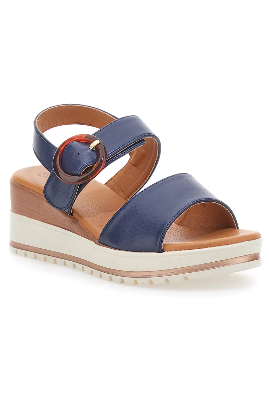 Sandali Navy con Zeppa Bianca a Contrasto BR1962-PITTARELLO SUN Discount