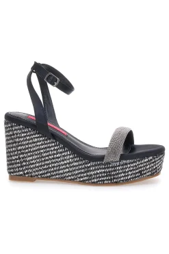 Sandali Nere Con Cinturino e Zeppa 10 cm 1402-BETTYFLOWERS Online