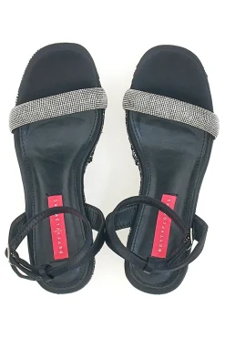 Sandali Nere Con Cinturino e Zeppa 10 cm 1402-BETTYFLOWERS Online