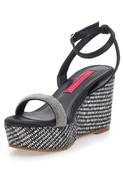 Sandali Nere Con Cinturino e Zeppa 10 cm 1402-BETTYFLOWERS Online