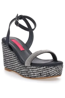 Sandali Nere Con Cinturino e Zeppa 10 cm 1402-BETTYFLOWERS Online