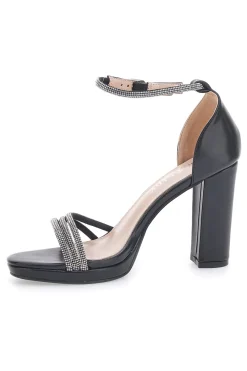 Sandali Neri Aperti Con Tacco E Cinturino P557-FIRST LADY New