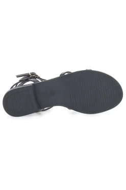 Sandali neri bassi con fascette incrociate e dettagli oro Me & Me 661-ME u0026 ME Discount