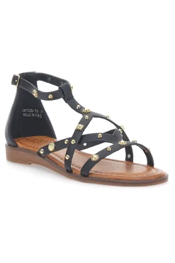 Sandali neri con borchie dorate e cinturino JXSS25T6-MON DIEU Best