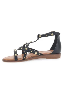 Sandali neri con borchie dorate e cinturino JXSS25T6-MON DIEU Best