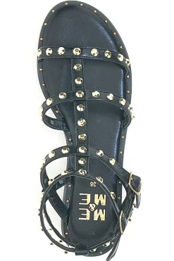 Sandali neri con borchie e cinturino alla caviglia Me & Me 1663-ME u0026 ME Best
