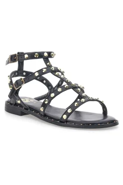 Sandali neri con borchie e cinturino alla caviglia Me & Me 1663-ME u0026 ME Best