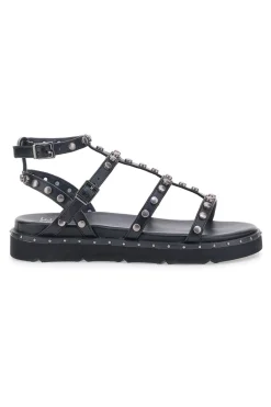 Sandali neri con borchie e fondo alto Me & Me 1671-ME u0026 ME Hot