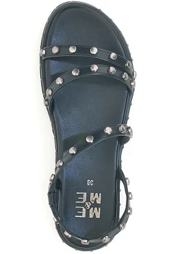 Sandali neri con borchie piatte Me & Me 1670-ME u0026 ME