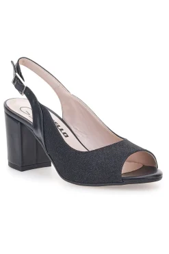 Sandali Neri Con Brillantini e Cinturino Sling-back 916-PITTARELLO GLAM Hot