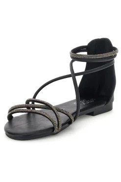 Sandali neri con cavigliera e dettagli luminosi PRE5432-MON DIEU Hot