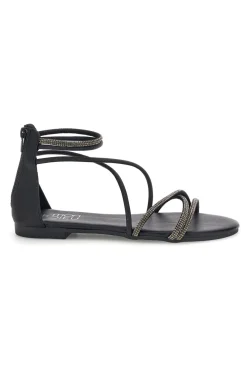 Sandali neri con cavigliera e dettagli luminosi PRE5432-MON DIEU Hot
