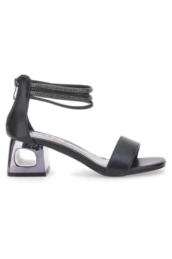 Sandali Neri Con Cinturino e Dettagli Strass 210/A-THE FIRST Hot