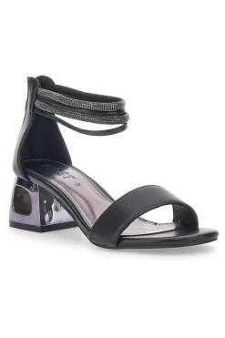 Sandali Neri Con Cinturino e Dettagli Strass 210/A-THE FIRST Hot