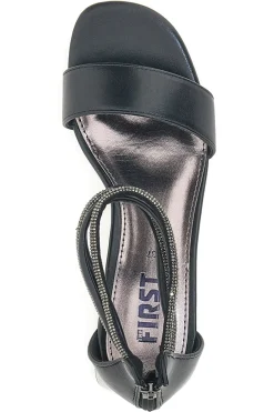 Sandali Neri Con Cinturino e Dettagli Strass 210/A-THE FIRST Hot