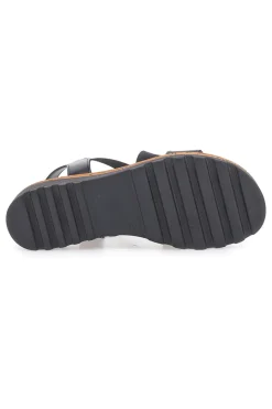 Sandali Neri con Elastici Frontali e Tomaia in Pelle 310570811-PITTARELLO Clearance