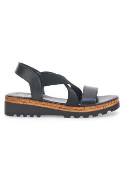 Sandali Neri con Elastici Frontali e Tomaia in Pelle 310570811-PITTARELLO Clearance