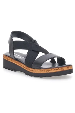 Sandali Neri con Elastici Frontali e Tomaia in Pelle 310570811-PITTARELLO Clearance