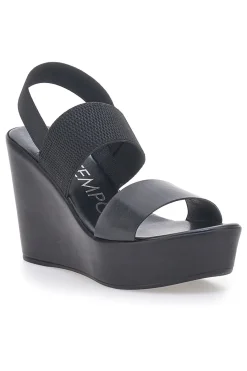 Sandali Neri con Elastico Posteriore e Plateau 3094/J1054-MIO TEMPO New