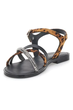 Sandali Neri con Fantasia Leopardata 5451-LE HAVRE PARIS New