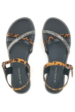 Sandali Neri con Fantasia Leopardata 5451-LE HAVRE PARIS New