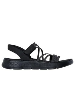 Sandali neri con fasce elastiche e cinturino in velcro Go walk flex sandal-SKECHERS Discount
