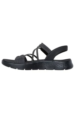 Sandali neri con fasce elastiche e cinturino in velcro Go walk flex sandal-SKECHERS Discount