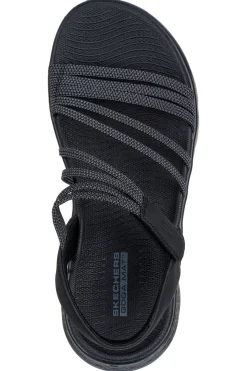 Sandali neri con fasce elastiche e cinturino in velcro Go walk flex sandal-SKECHERS Discount