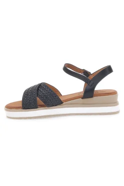 Sandali neri con fasce glitterate e zeppa bassa CH2071B02-PITTARELLO SUN Best