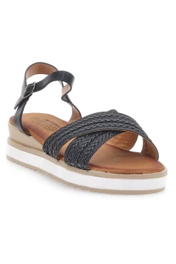 Sandali neri con fasce glitterate e zeppa bassa CH2071B02-PITTARELLO SUN Best