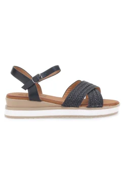 Sandali neri con fasce glitterate e zeppa bassa CH2071B02-PITTARELLO SUN Best