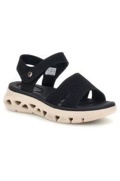 Sandali neri con fasce in tessuto suola comfort G80634-PLOCADI Sale
