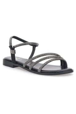 Sandali neri con fascette sottili e strass Me & Me 1703-ME u0026 ME Clearance