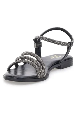 Sandali neri con fascette sottili e strass Me & Me 1703-ME u0026 ME Clearance