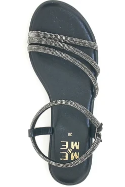 Sandali neri con fascette sottili e strass Me & Me 1703-ME u0026 ME Clearance