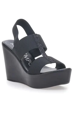 Sandali Neri con Glitter e Plateau 3132/J1054-MIO TEMPO New