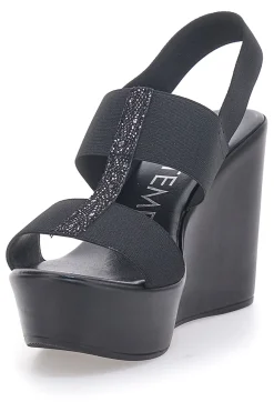 Sandali Neri con Glitter e Plateau 3132/J1054-MIO TEMPO New