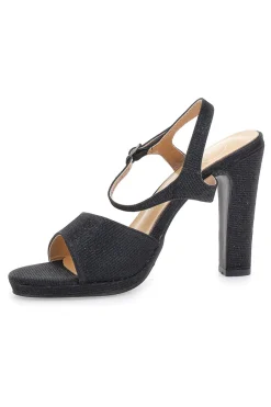Sandali neri con glitter e tacco alto 89892-GALIA Clearance