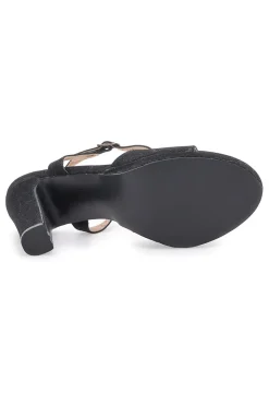 Sandali neri con glitter e tacco alto 89892-GALIA Clearance