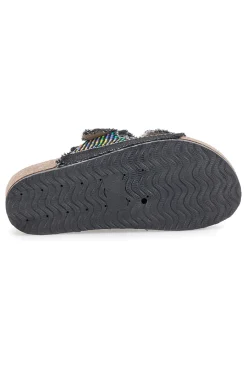 Sandali neri con perline multicolor e doppia fibbia APY66-DAME ROSE New