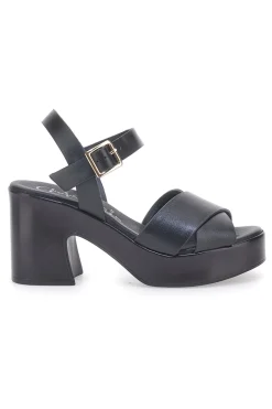Sandali neri con plateau e cinturino Made in Italy 57246-PITTARELLO CLASS Hot