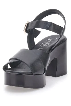Sandali neri con plateau e cinturino Made in Italy 57246-PITTARELLO CLASS Hot
