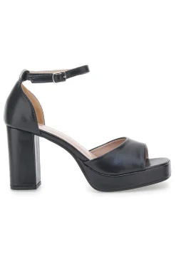 Sandali Neri con Plateau e Cinturino Alla Caviglia P558-FIRST LADY Discount