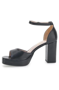 Sandali Neri con Plateau e Cinturino Alla Caviglia P558-FIRST LADY Discount