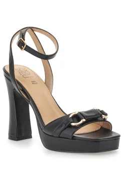 Sandali Neri con Plateau e Tacco Alto e Dettaglio Dorato B075Q82-MON DIEU Online