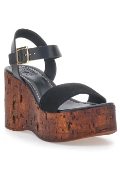 Sandali Neri con Platform Effetto Legno e Tomaia in Pelle 5906/P-PITTARELLO LOVE Best