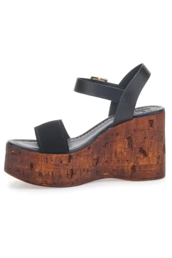 Sandali Neri con Platform Effetto Legno e Tomaia in Pelle 5906/P-PITTARELLO LOVE Best