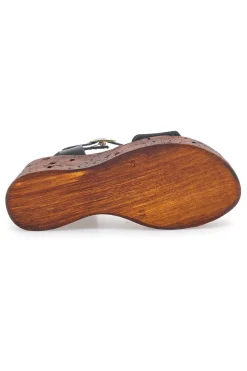 Sandali Neri con Platform Effetto Legno e Tomaia in Pelle 5906/P-PITTARELLO LOVE Best